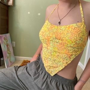Vintage daisy halter top swim top